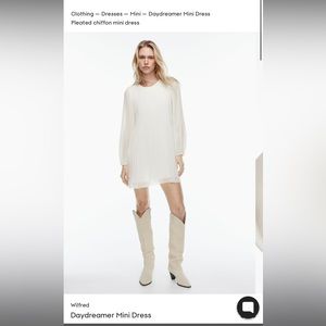 Aritzia daydreamer mini long sleeve white dress